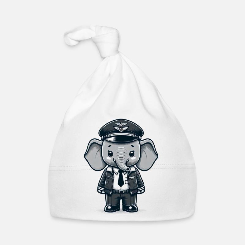 Cute Elephant Pilot Organic Baby Cap