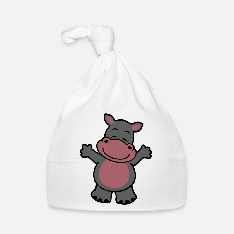 Hippopotame câlin - Bonnet bio Bébé - blanc