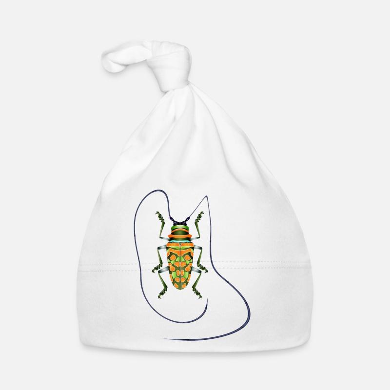 Sternotomis pulchra, espèce de coléoptère, insecte, orange, vert Bonnet bio Bébé