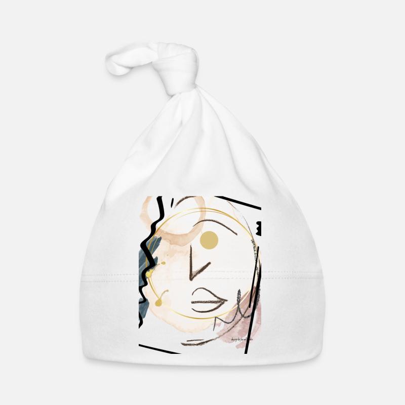 Modernes Design mit abstraktem Gesicht, Aquarellhintergrund, Baby Bio-Mütze