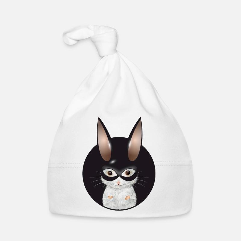 Souris blanche mignonne avec masque de lapin en patch Bonnet bio Bébé