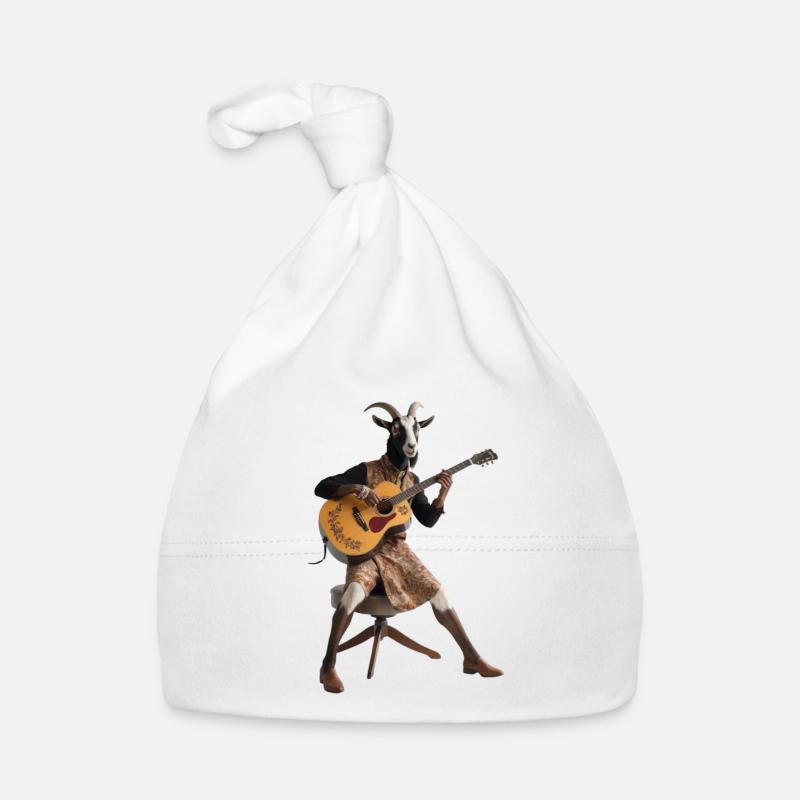 chevre guitare - Bonnet bio Bébé - blanc