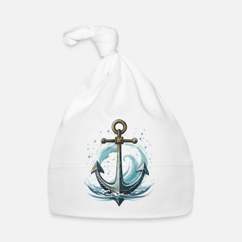 Jeter l’ancre avec les vagues et les éclaboussures d’eau Bonnet bio Bébé