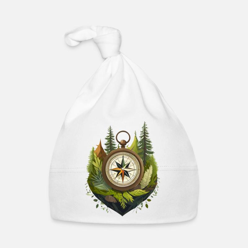 With the compass into adventure Organic Baby Cap
