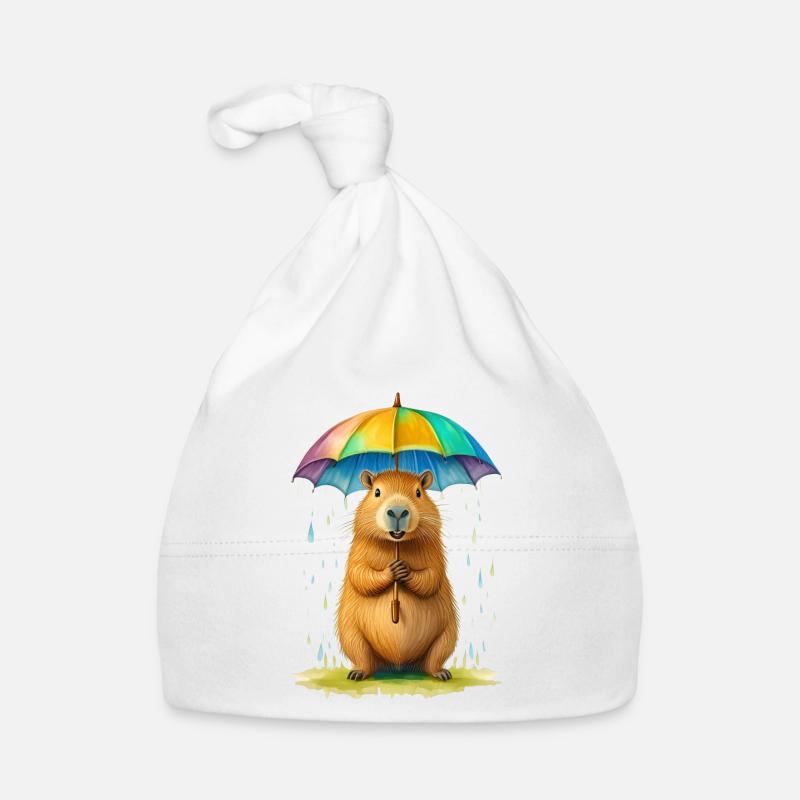 Capybara mit Regenschirm Baby Bio-Mütze