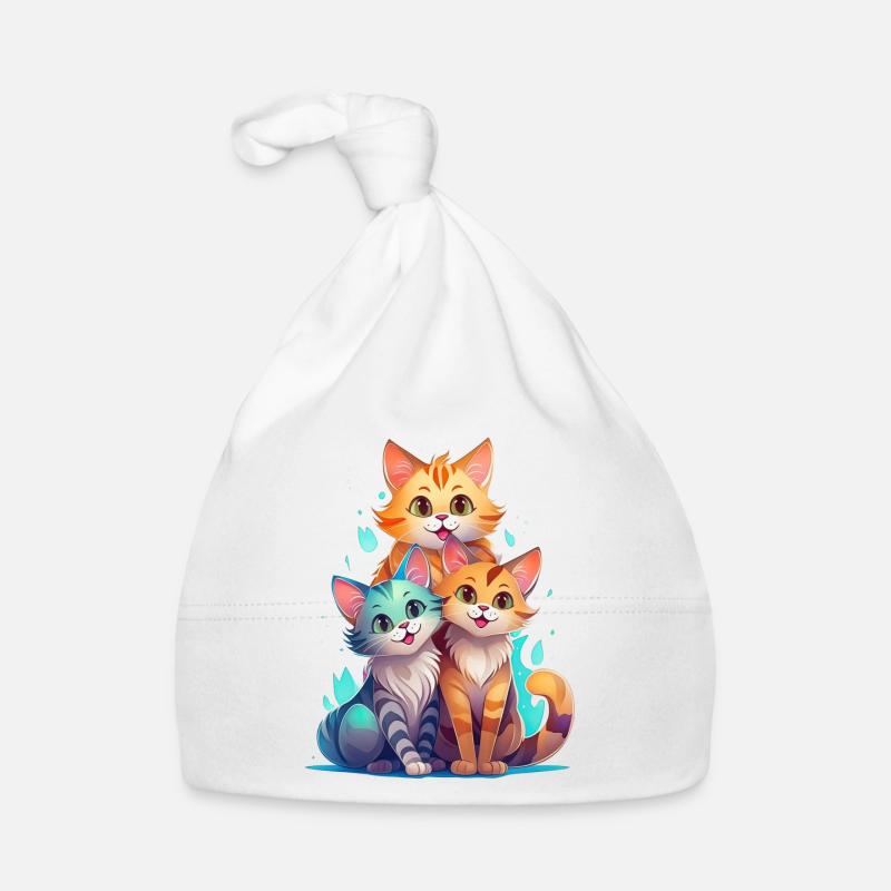 Trois chats mignons et joueurs Bonnet bio Bébé