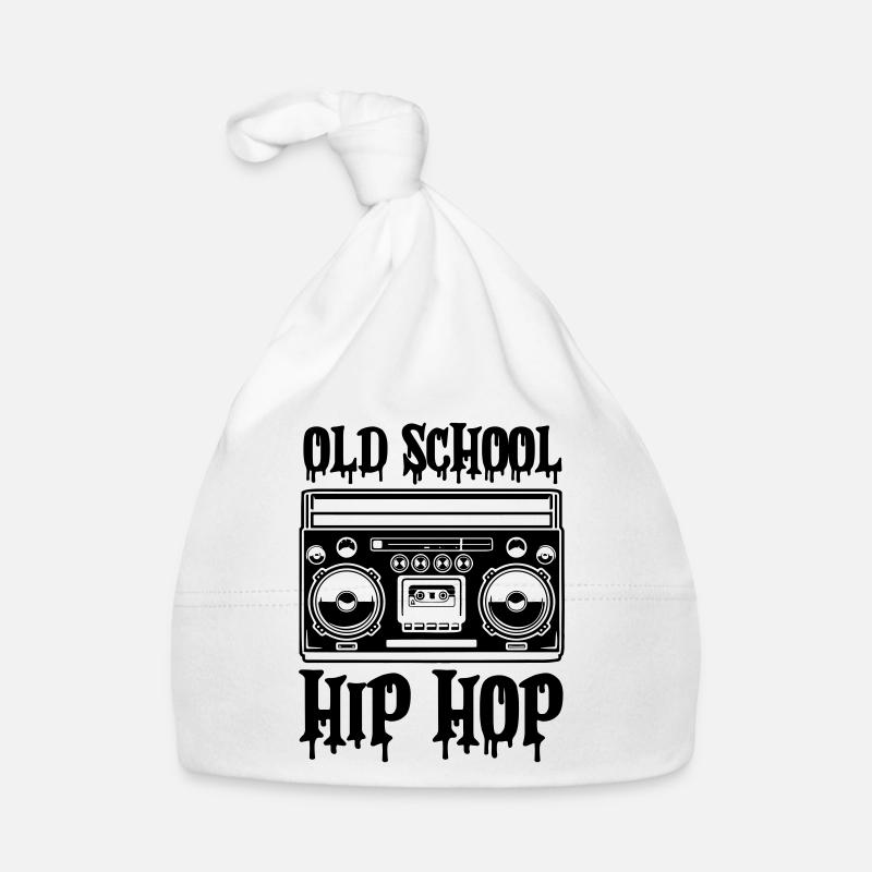 Ghettoblaster Hip Hop à l’ancienne - Bonnet bio Bébé - blanc