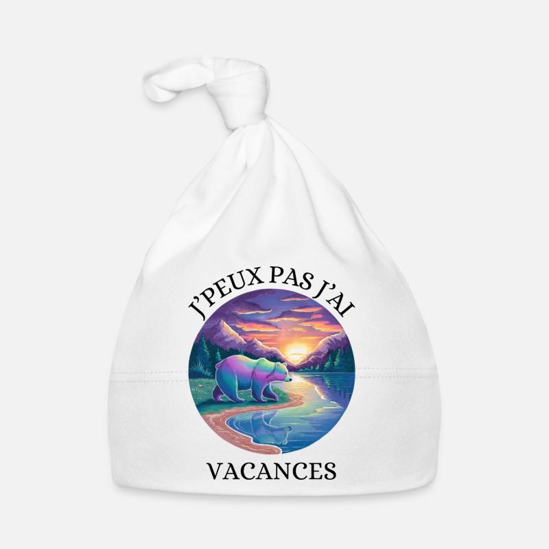 Je peux pas j'ai vacances - Bonnet bio Bébé - blanc