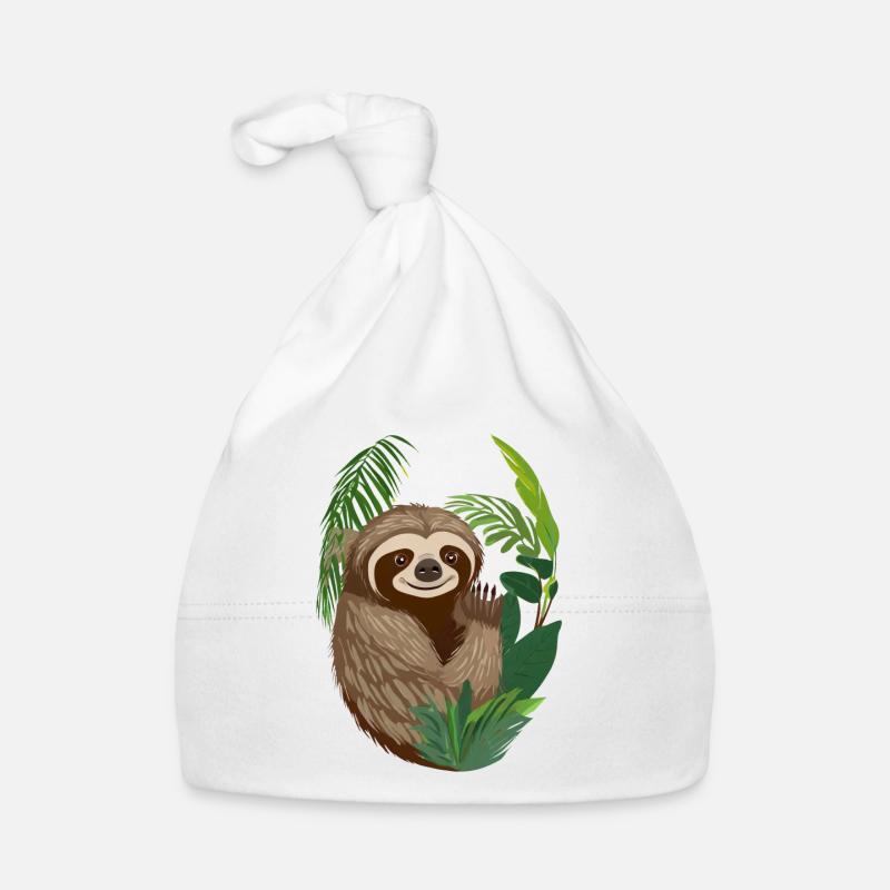 Sloth Illustration Organic Baby Cap