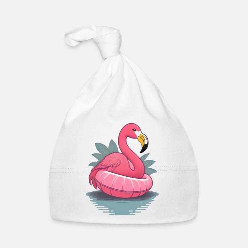 Flamingo in the swimming ring Organic Baby Cap