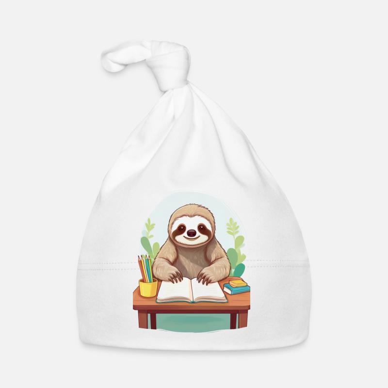 Sloth does homework Organic Baby Cap