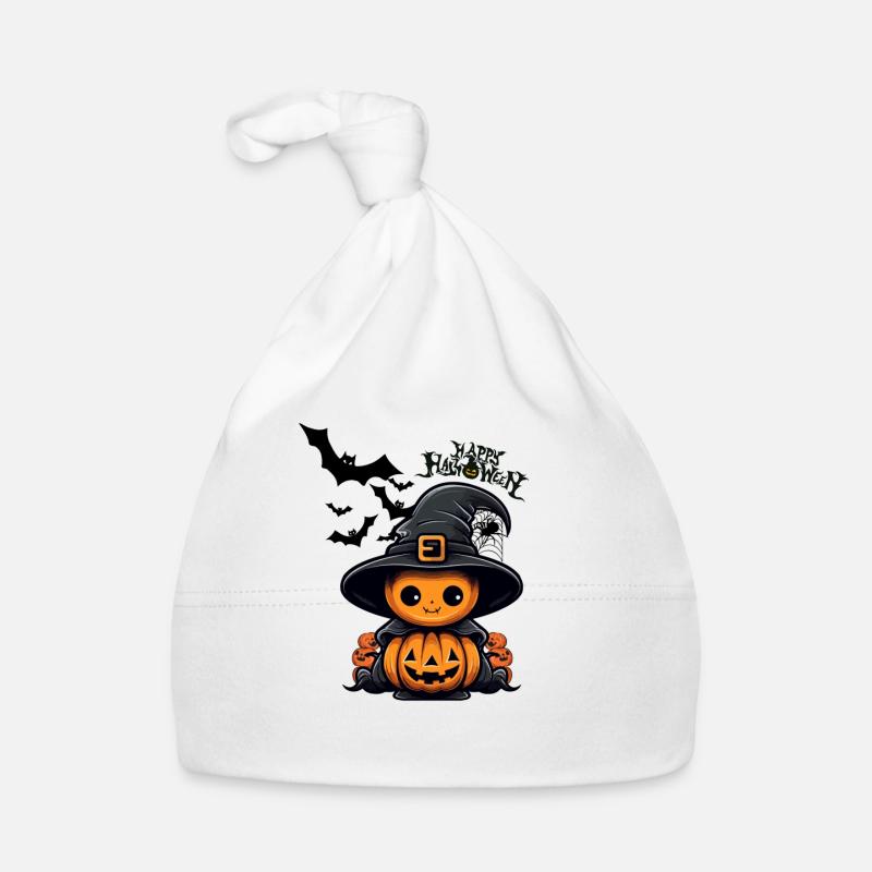 Citrouille d’Halloween - Bonnet bio Bébé - blanc