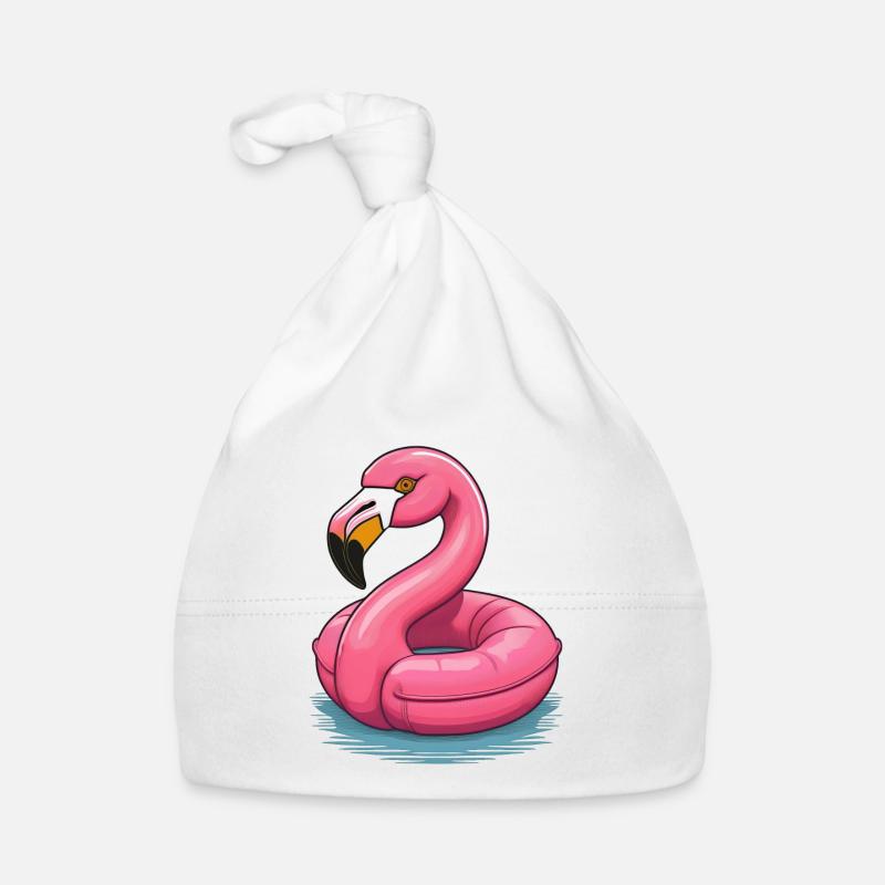 Flamingo Swim Ring Organic Baby Cap