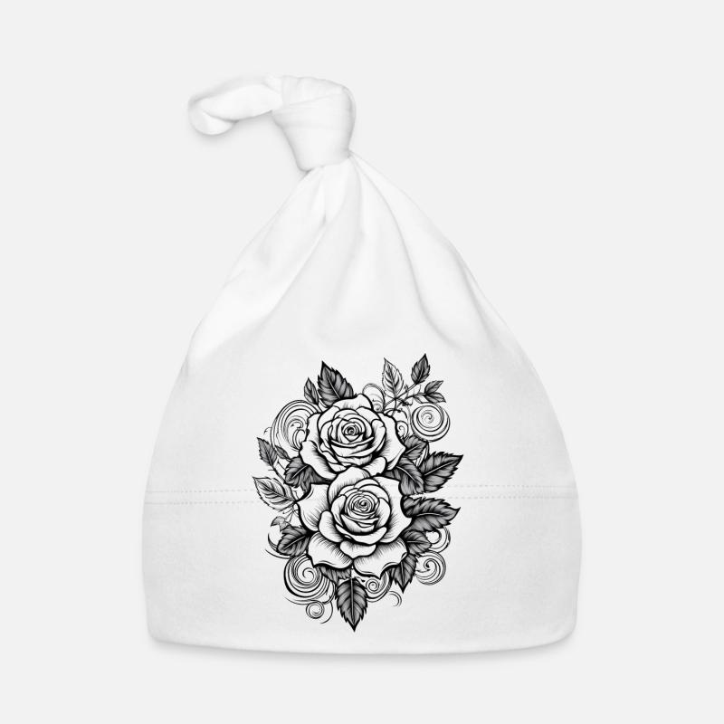 Roses dans la conception de tatouage Bonnet bio Bébé