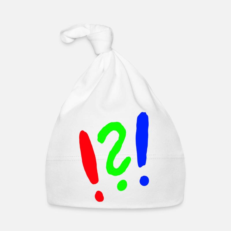Point d’exclamation/point d’interrogation style bande dessinée - Bonnet bio Bébé - blanc