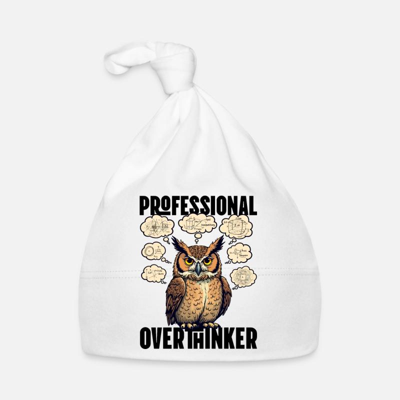 Professional Overthinker – Owl with Thought Bubbles Organic Baby Cap