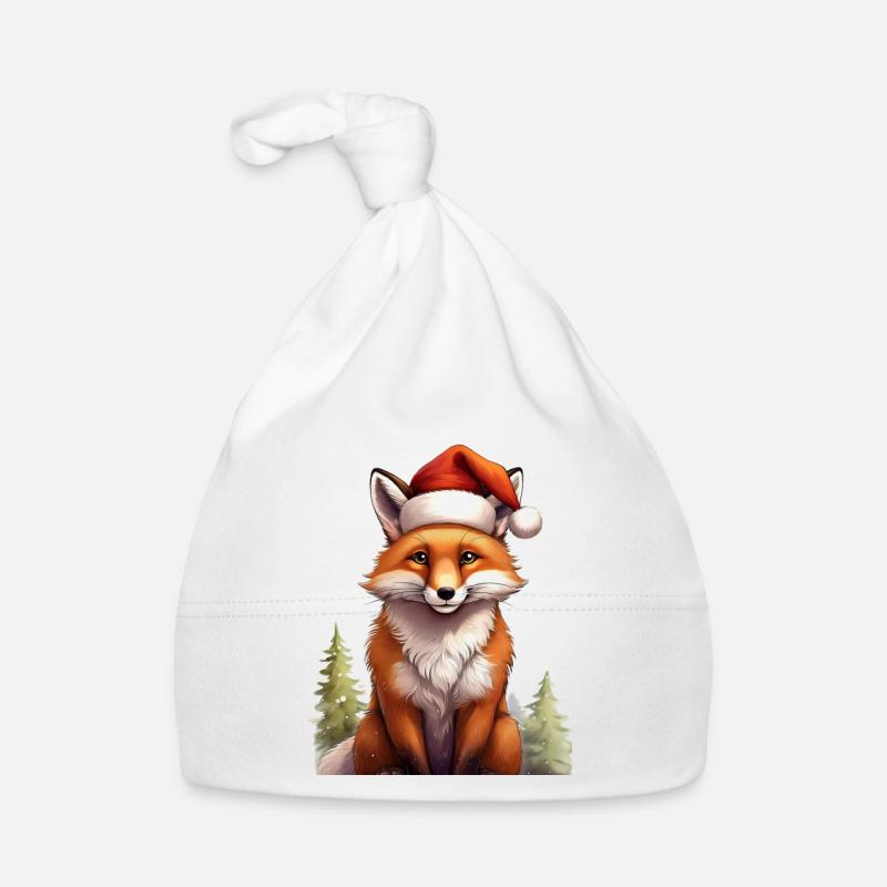 Renard mignon avec un chapeau de Père Noël dans la forêt Bonnet bio Bébé