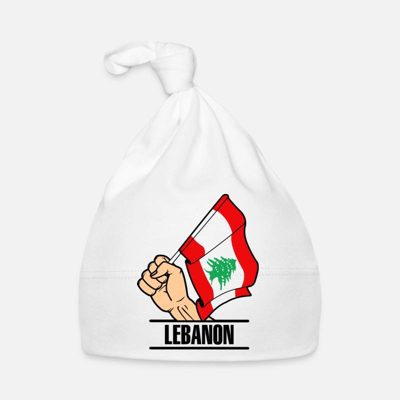 Flagge Libanon faust text LIBANON - Baby Bio-Mütze - Weiß