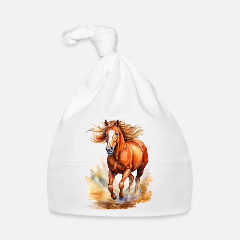 Cheval - Bonnet bio Bébé - blanc