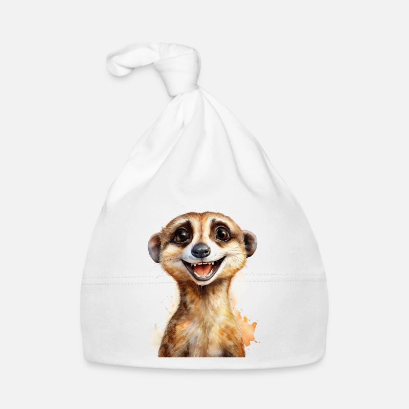 Erdmännchen - Baby Bio-Mütze - Weiß