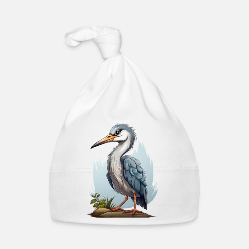 Graureiher Illustration Baby Bio-Mütze