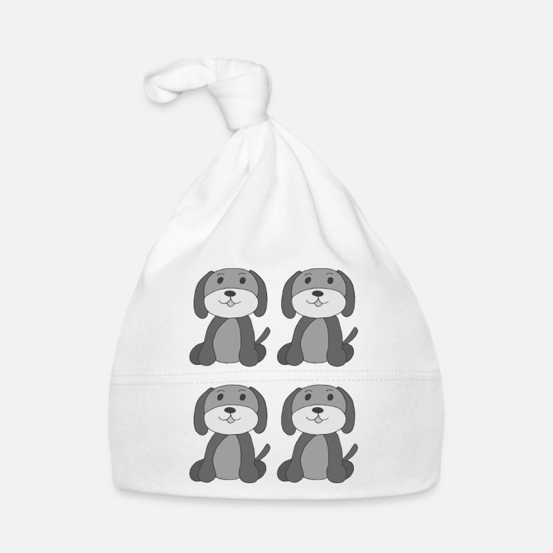 hunde 4fach graustufen Baby Bio-Mütze