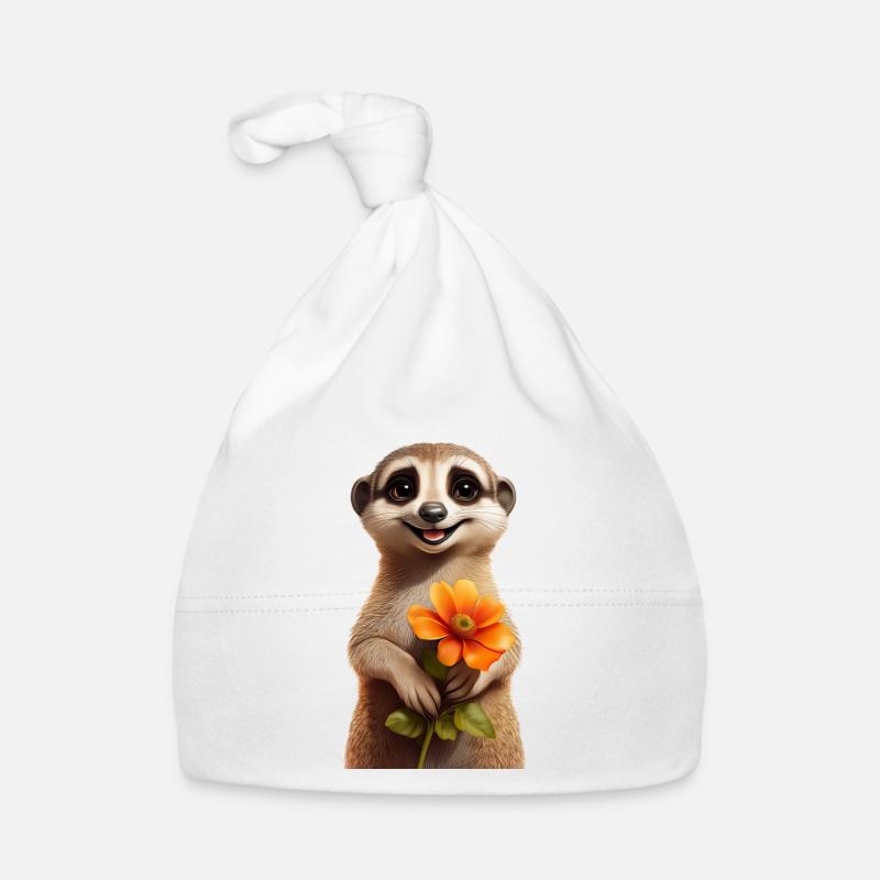 Suricate avec fleur Bonnet bio Bébé