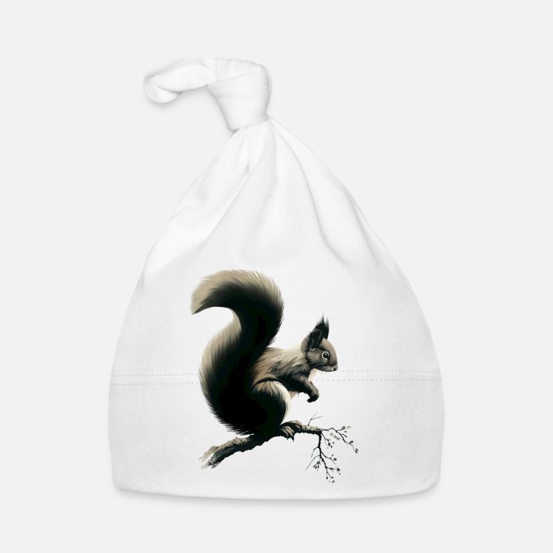Eichhörnchen auf Ast Baby Bio-Mütze