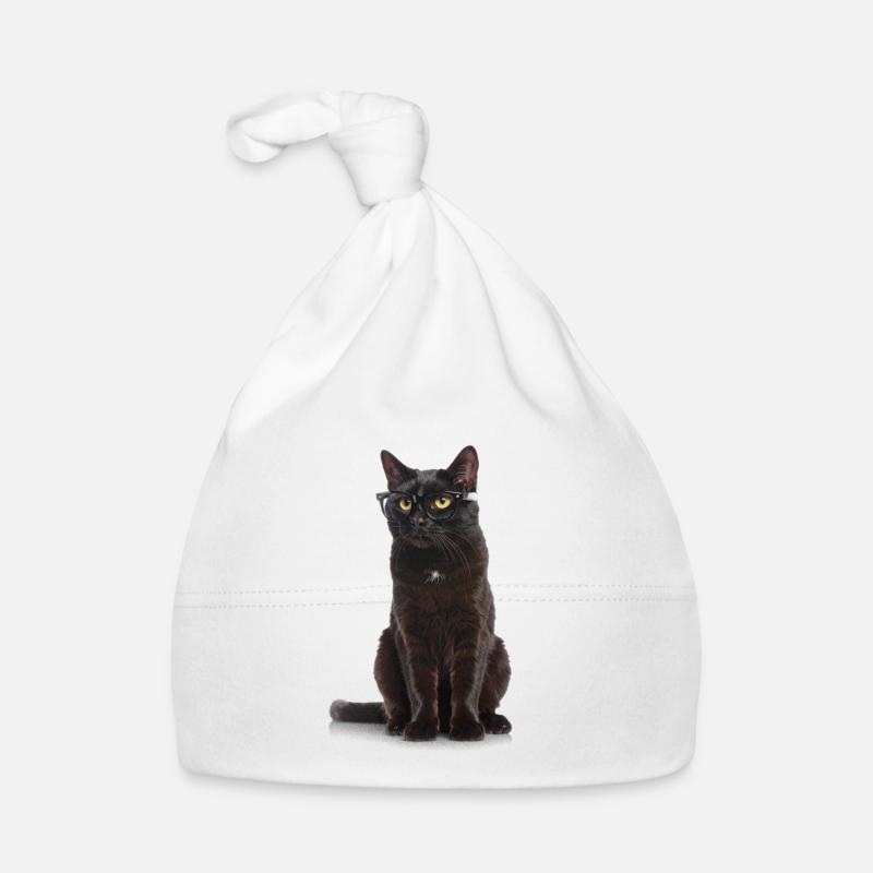 Black Cat with Glasses – Cool, Clever & Totally K Organic Baby Cap