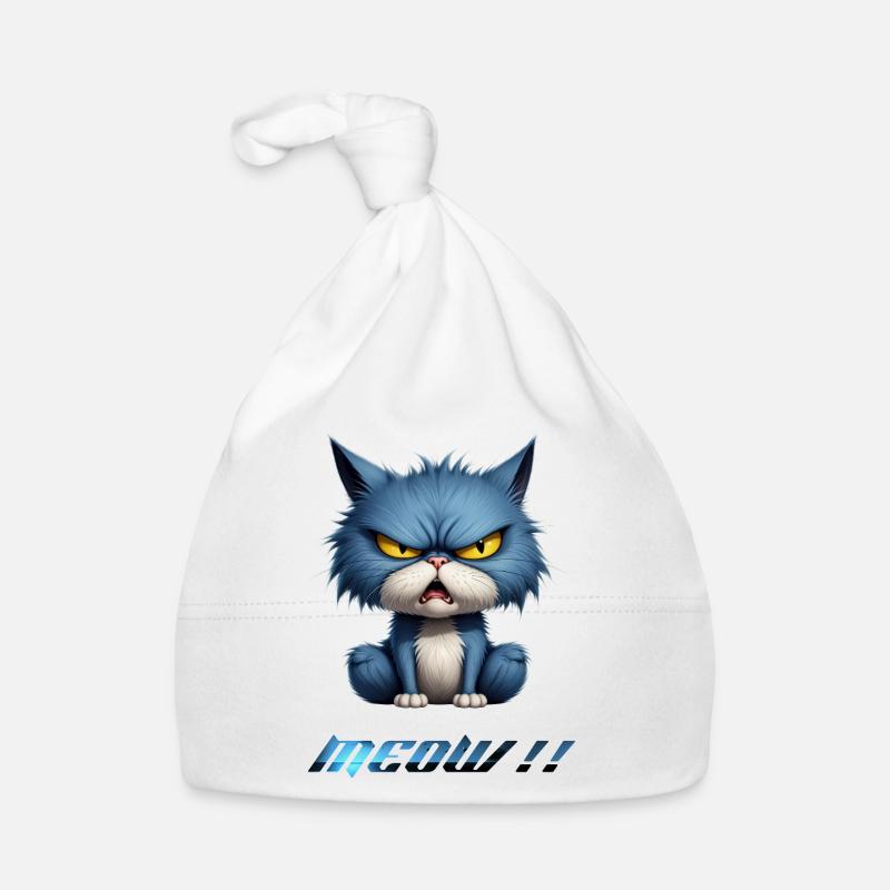 Wütende blaue Katze Pixel Miauen Baby Bio-Mütze