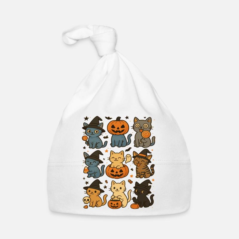 Whimsical Halloween Cat Collection Organic Baby Cap