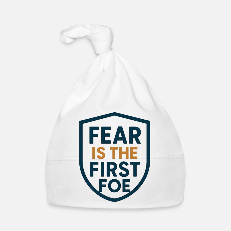 Fear Is the First Foe Shield Design Organic Baby Cap