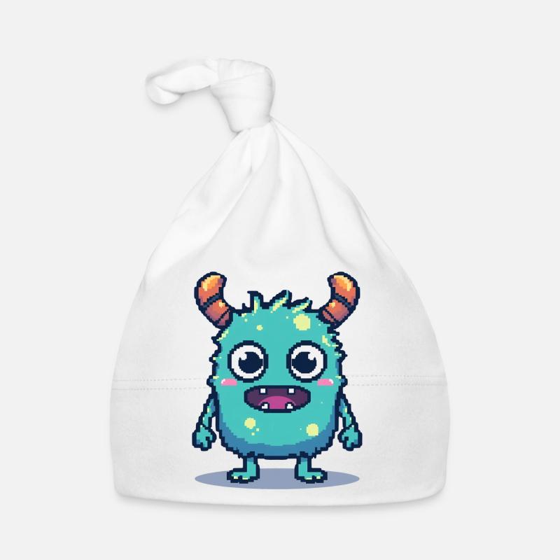 8-Bit Süßes Pixel Monster Retro 90er Style Baby Bio-Mütze