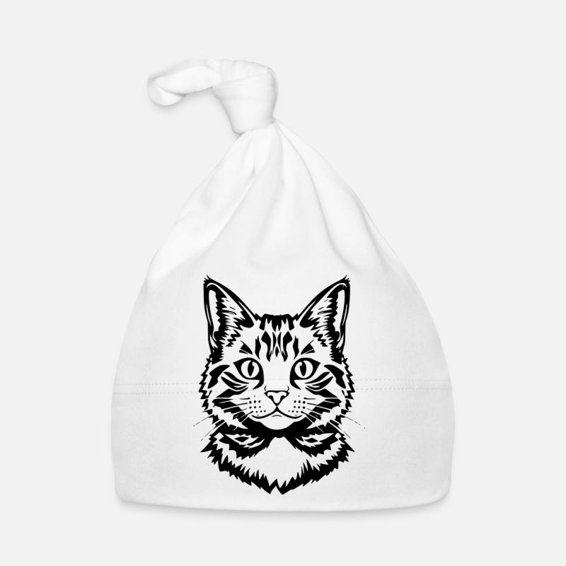 Chat Noir Noir Tête de chat Bonnet bio Bébé