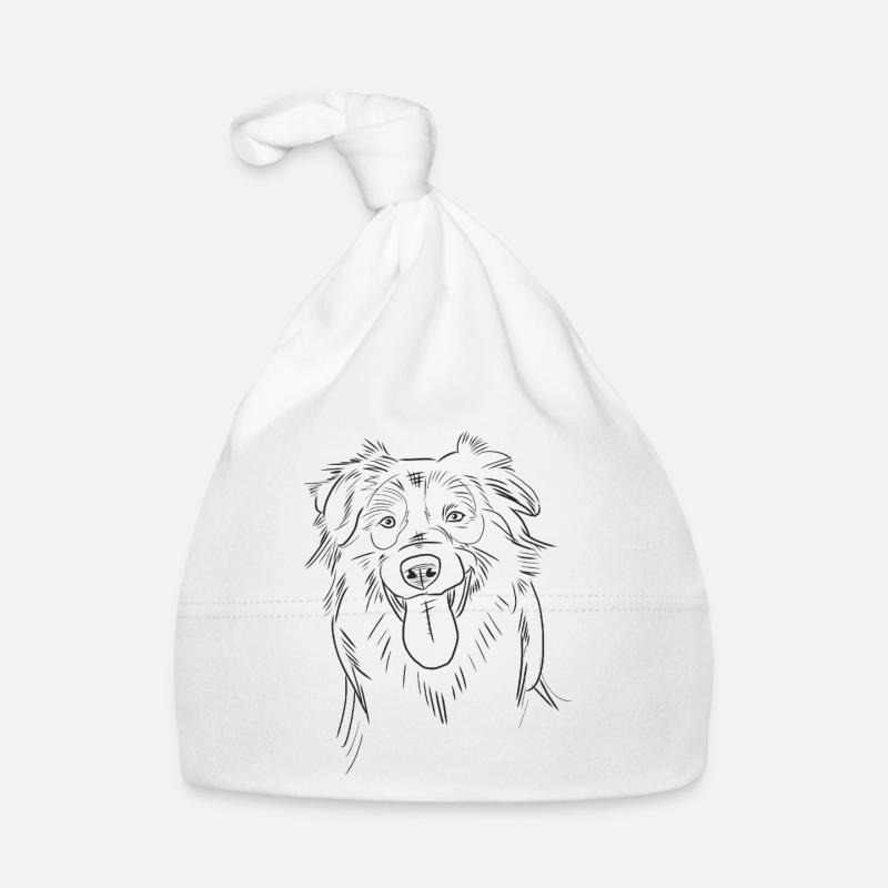 Funny Australian Shepherd Aussie Sketch Line Art  Organic Baby Cap