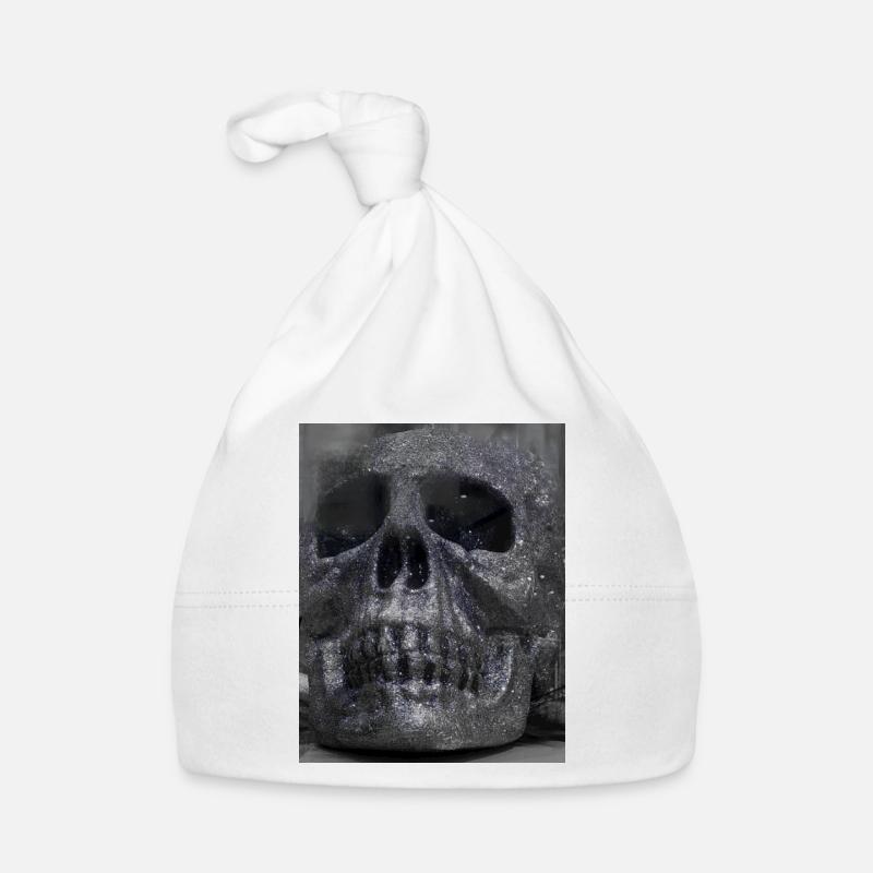 Glittering Skull in Darkness Organic Baby Cap