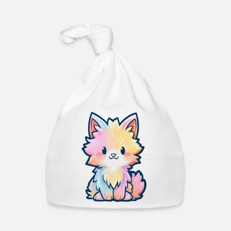 Chaton Fluff Arc-en-ciel Pastel Bonnet bio Bébé