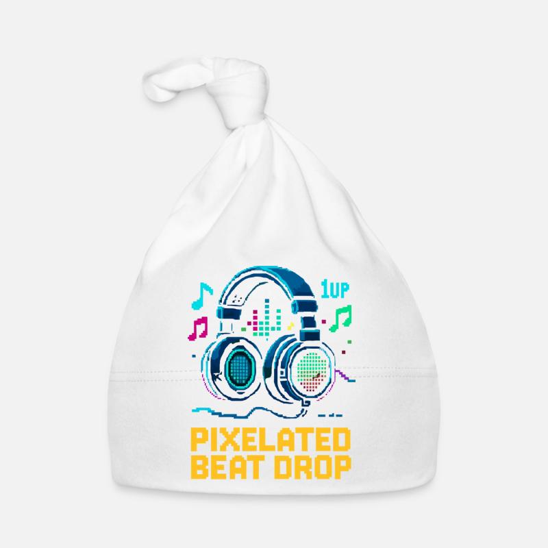 PIXELATED BEAT DROP Retro Pixel Kopfhörer 1UP Baby Bio-Mütze