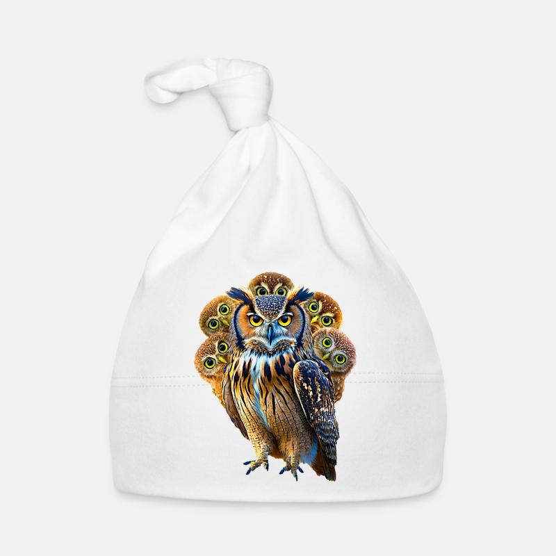 Hibou - Bonnet bio Bébé - blanc