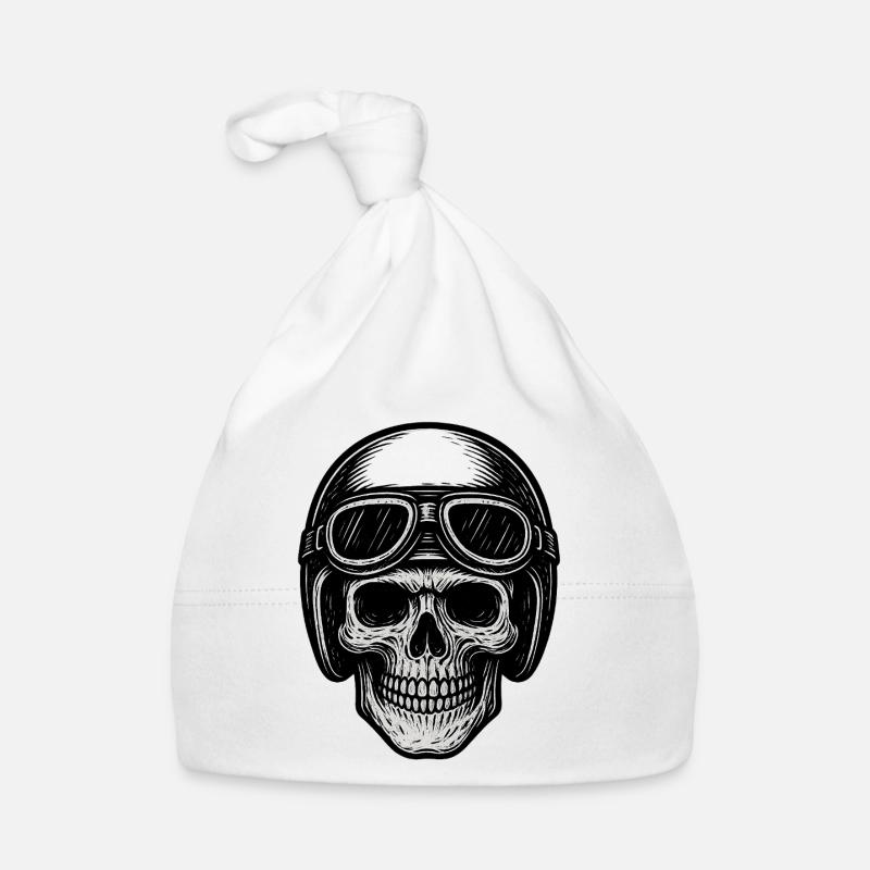 Crâne aviateur en noir et blanc Bonnet bio Bébé