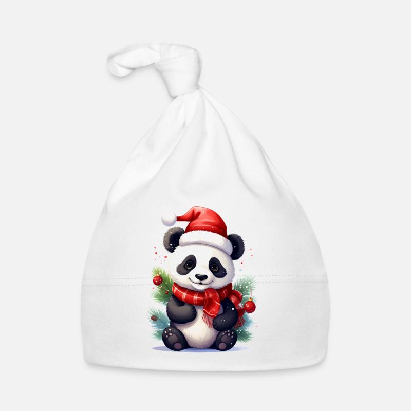 Mignon panda de Noël avec écharpe Bonnet bio Bébé