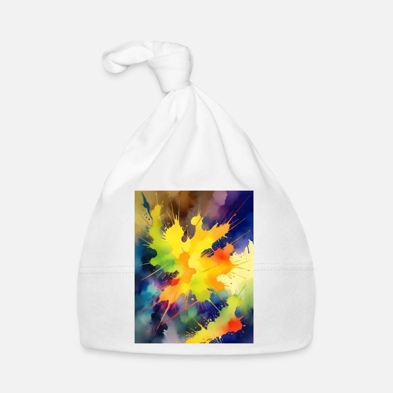 Farbexplosion Abstrakt Spritzer - Baby Bio-Mütze - Weiß