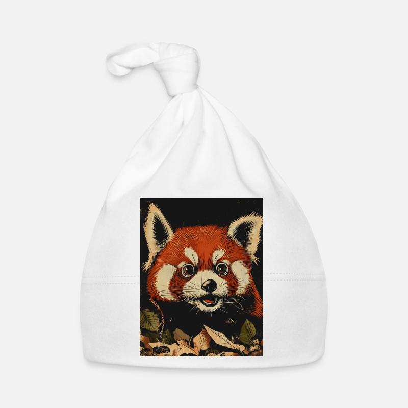Panda rouge dans la Forêt d’Automne Bonnet bio Bébé