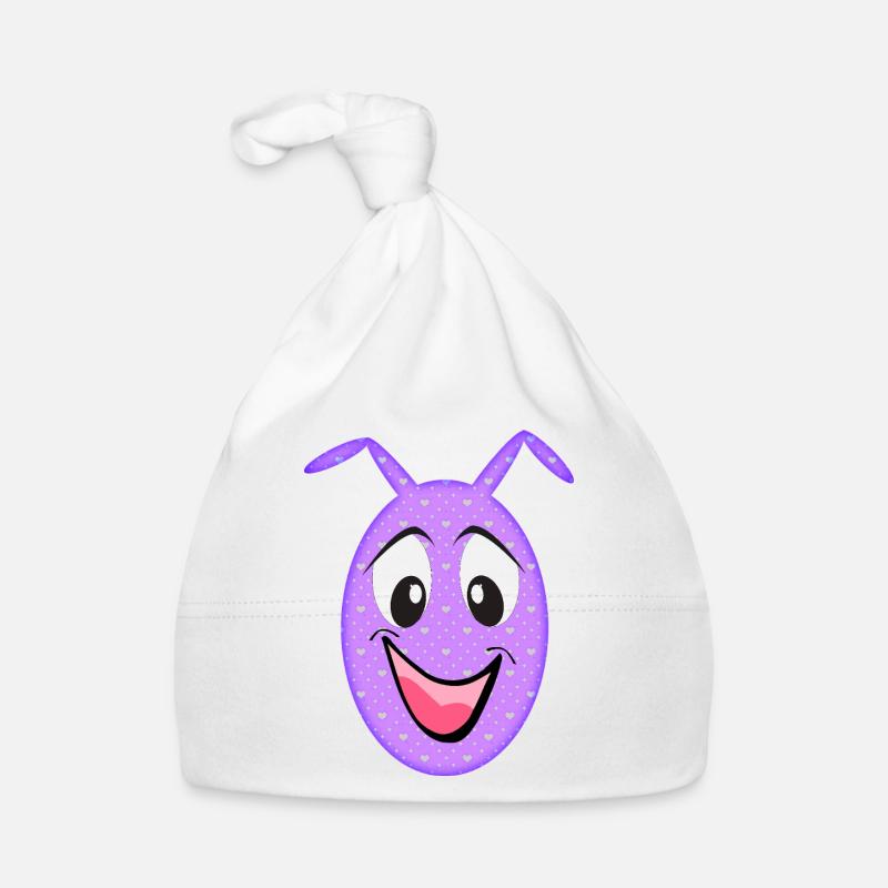Purple Heart Fun Face Organic Baby Cap