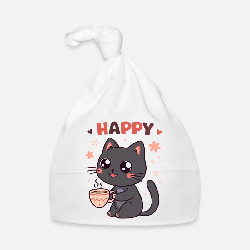 Chat Café Heureux et Doux Bonnet bio Bébé