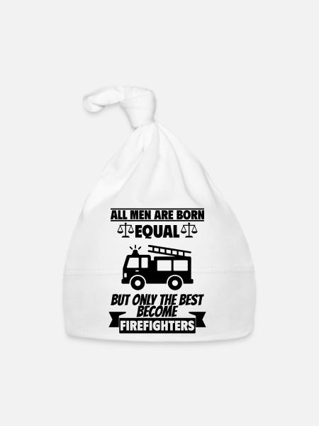 All men are born equal Firefighter - Organic Baby Cap - white - Front