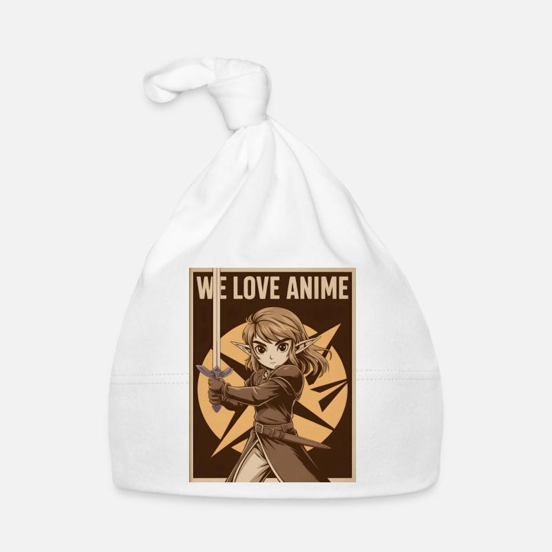 Anime heroine with sword Organic Baby Cap