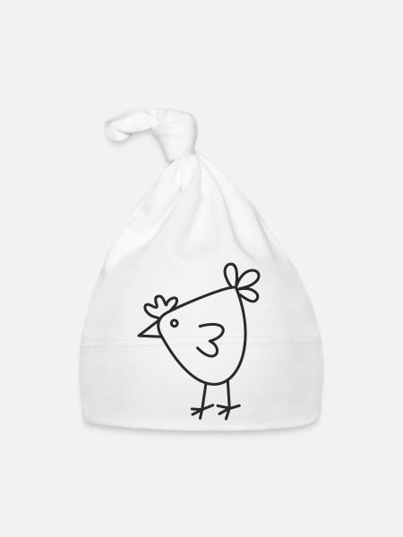 Fröhliches Huhn Cartoon - Baby Bio-Mütze - Weiß - Vorne