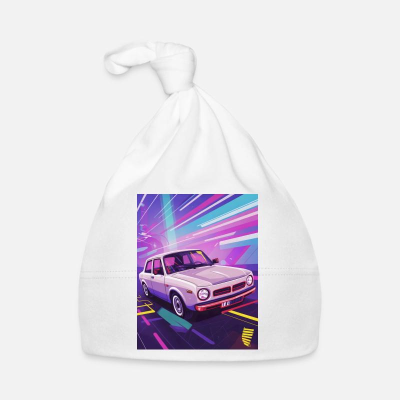 Synthwave Auto im Retro-Stil Baby Bio-Mütze
