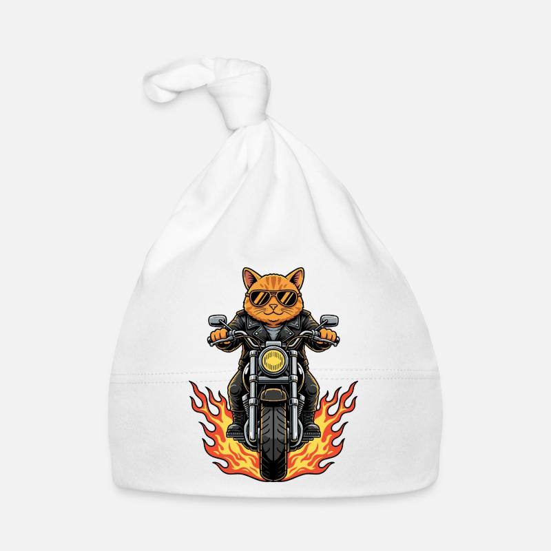 Coole Biker Katze Motorradflammen Baby Bio-Mütze